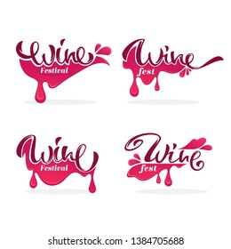 Young Wine,  Red Wine  Splashes Waves and Drops, Logo, Emblems, Labels