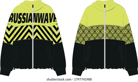 young winter jacket with logo and pattern print