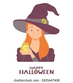 Young witch in hat