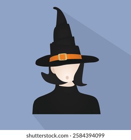 Young witch icon,. vector illustration