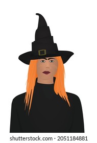 Young witch isolated. vector illustration