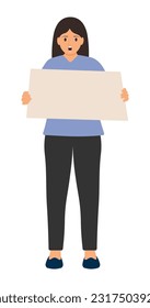 Young Woman Activist with empty banner