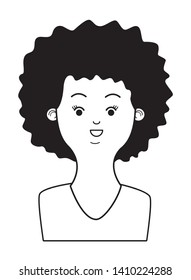 young woman afro american black character face cartoon vector illustration graphic design