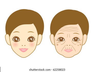 young woman and aged woman.