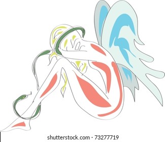 young woman angel with snake