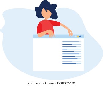 young woman and application settings window