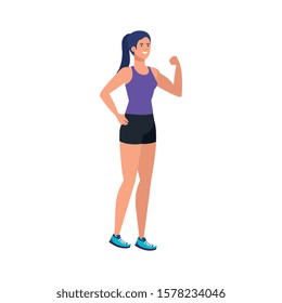 young woman athlete avatar character vector illustration design