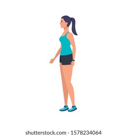 young woman athlete avatar character vector illustration design