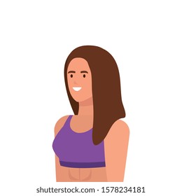young woman athlete avatar character vector illustration design