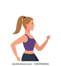 young woman athlete avatar character vector illustration design