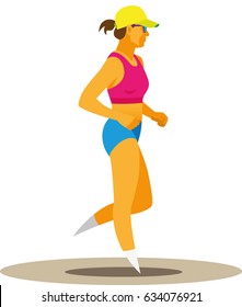 Young woman athlete participates in competitions in walking