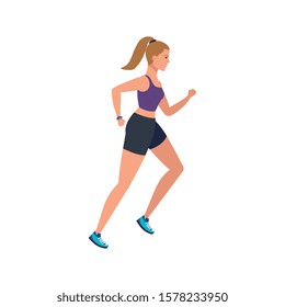 young woman athlete running avatar character vector illustration design