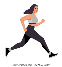 young woman athlete running character