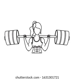 young woman athlete weight lifting vector illustration design