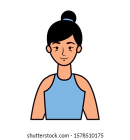 young woman avatar character icon vector illustration design