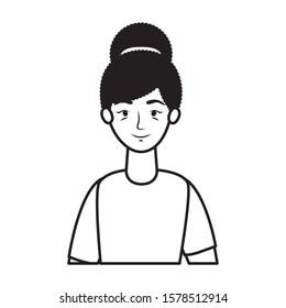 young woman avatar character icon vector illustration design