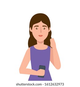 young woman avatar character icon vector illustration design