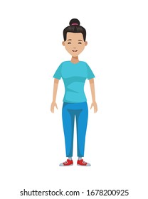 young woman avatar character icon vector illustration design