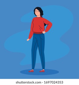 young woman avatar character icon vector illustration design