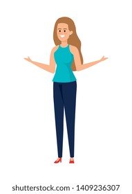 young woman avatar character vector illustration
