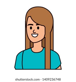 young woman avatar character vector illustration