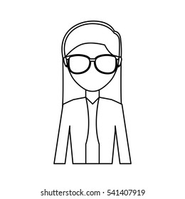 young woman avatar character vector illustration design