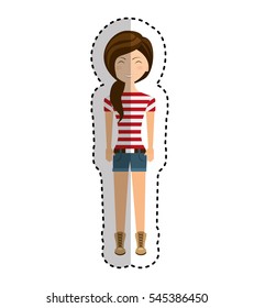 young woman avatar character vector illustration design
