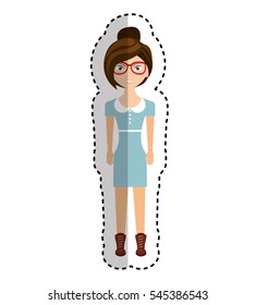 young woman avatar character vector illustration design