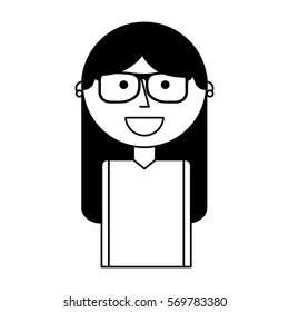 young woman avatar character vector illustration design