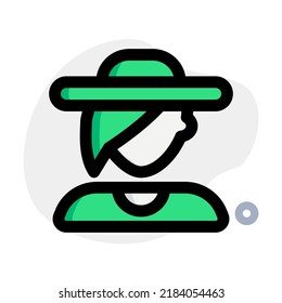 Young woman avatar with short side haircut wearing beach hat