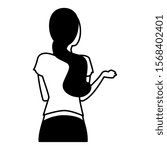 young woman of back position on white background vector illustration design