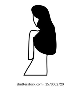 young woman of back position on white background vector illustration design