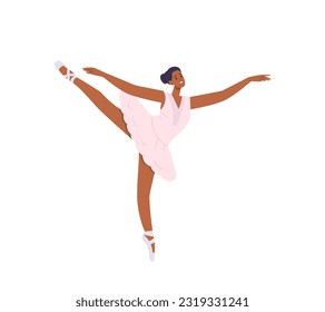 Young woman ballerina dancer wearing tutu dress and pointe shoes standing in beautiful pose