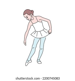 Young woman ballerina dancing on pointe color line icon. Pictogram for web page, mobile app, promo.