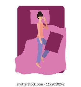young woman in bed avatar character