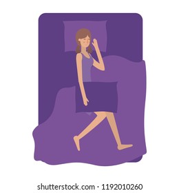 young woman in bed avatar character