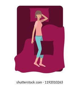 young woman in bed avatar character
