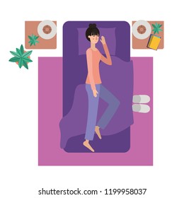 young woman in bed avatar character