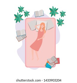 young woman in bed with sleeping pose
