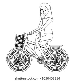 young woman in bicycle