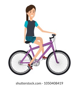 young woman in bicycle