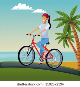 Young woman with bike