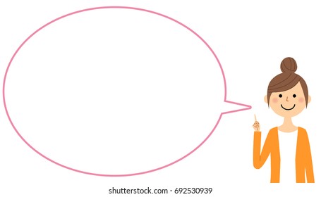 Young woman with blank text bubble,Balloon