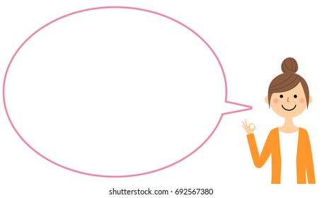 Young woman with blank text bubble,Balloon