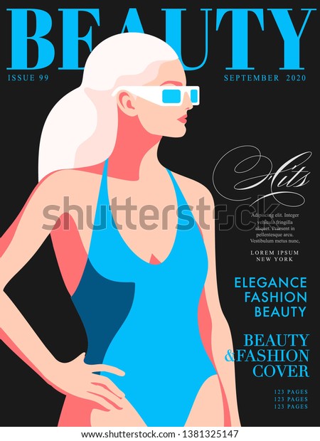 Young Woman Blonde Hair Wearing Swimsuit Stock Vector Royalty