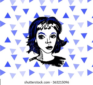 young woman blue hair