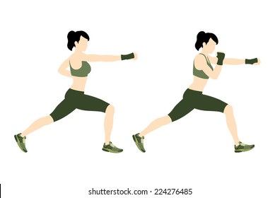 Young woman body combat and fitness