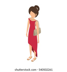 Young woman body complete icon vector illustration graphic design