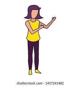 young woman body without face wearing yellow blouse cartoon vector illustration graphic design