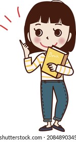 A young woman with a book.

